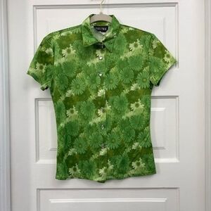 Green Floral Button-Up Shirt